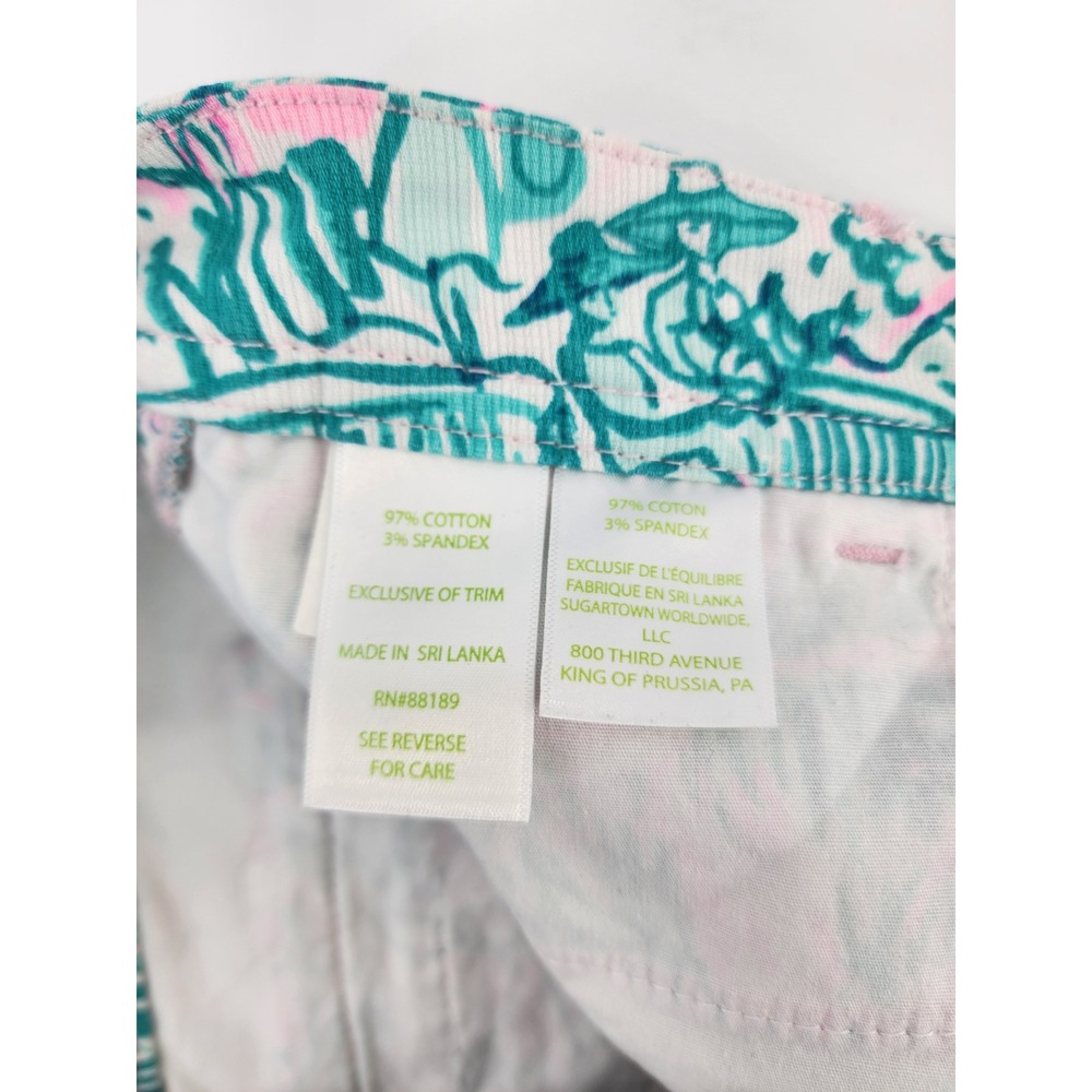 Lilly Pulitzer Buttercup Scallop Hem Shorts Green Pink Floral Size 00 Preppy - Picture 8 of 9